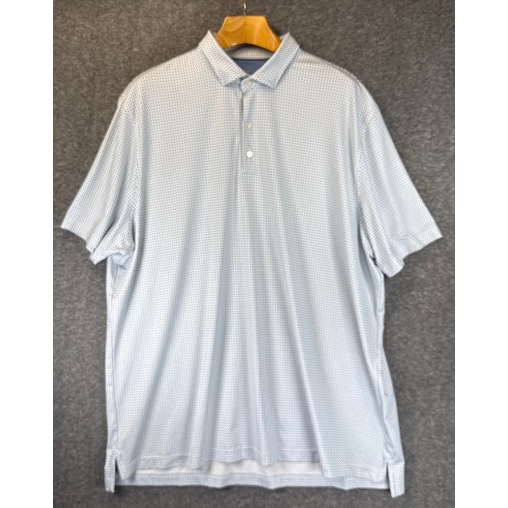 johnnie-O Edmund Polo Shirt Men XXL White Golf Sailing Printed Performance Light